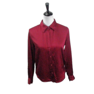 Mossimo Red 100% Silk Button Front Blouse Size Small